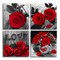 Red Rose Canvas Wall Art - 4-Piece Black & White Flower Prints for Home Decor